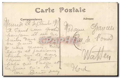 Bombardeio de REIMS pelos Alemães — 19 de Setembro de 1914 — Hotel histórico, rue de la Grue — Coleção M. Bergeon, Reims — Verso