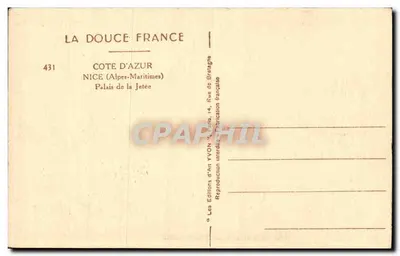 Palácio da Jetée — Nice (Alpes-Maritimes) — Edições de Arte YVON, Paris — Verso