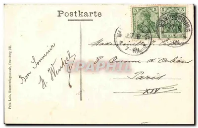 Ruina Nideck — ruina kamiennej wieży — Felix Lub, Kunstverlagsanstalt, Strassburg / B.R. — Rewers