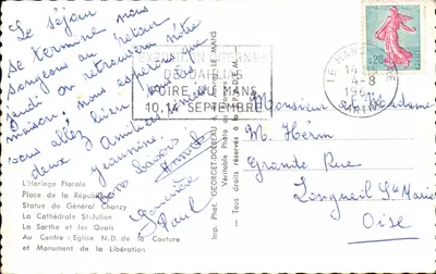 Le Mans — Boas-vindas de Le Mans — collage de locais emblemáticos — Verso