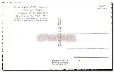 Monumento Patton — Avranches (Manche) — Éditions GABY — Verso