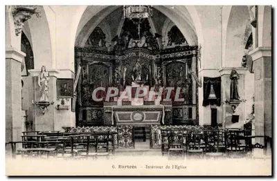 Bartrès — Interior da Igreja — Editor P. Daudès, Lourdes