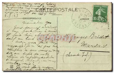 Bilhete postal antigo Valle d'Auzat perto de Vicdessos e o Montcalm — Verso