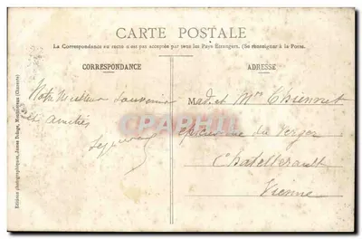 Mareuil-sur-Belle (Dordogne) — Kościół św. Laurenta, rzymski dzwonnica (XII wiek), portal renesansowy — Wydawnictwo fotograficzne J. Dalge, Montmorin — Rewers