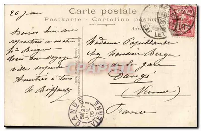 Genebra - Rue du Mont-Blanc — vista urbana com o Hotel Suisse — editor ATAR S.C. Genebra, n° EH 6 — Verso