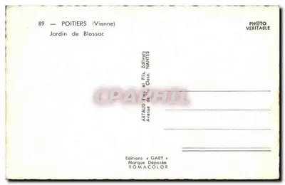 Jardim de Blossac — Poitiers (Vienne) — Éditions Gaby — Verso