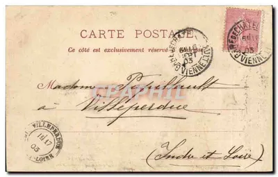 Chinon — Ansicht der äußeren Mauern des Schlosses (Nordseite) — G. Duret, Nr. 77 — Rückseite