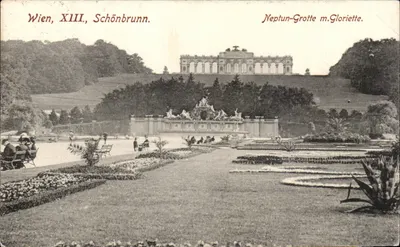 Schönbrunn — Grotta de Netuno com Gloriette — Viena, XIII — editor Wolf, Verein, Viena