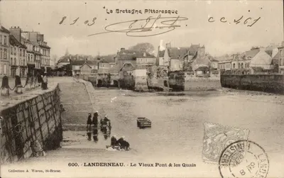 Landerneau - O Velho Ponte & os Quais — La Bretagne Pittoresque, editor Coleção A. Waron, n° 600