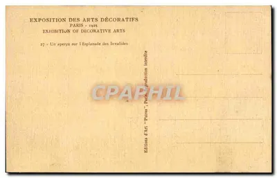 Exposição de Artes Decorativas — Paris 1925 — Editor Patras — Verso
