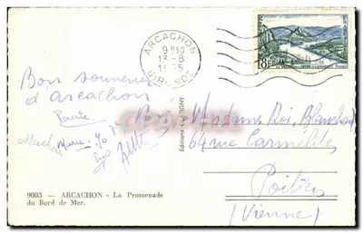 Arcachon — La Promenade du Bord de Mer — Editions Clatigny, n° 9003 — Verso
