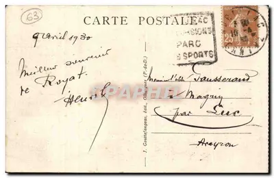 Royat — Panorama na Royat i Clermont-Ferrand — g.d'o. - 1194 — Rewers