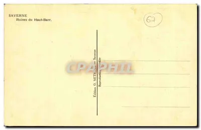Saverne — Ruiny Haut-Barr — Wydawnictwo O. Nething — Rewers