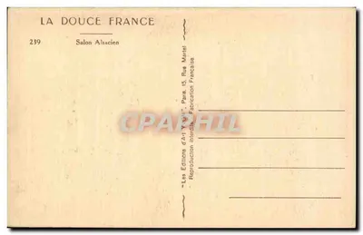 Wnętrze salonu z Alzacji — wydawca: La Douce France, n° 239 — Rewers