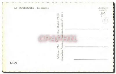 La Bourboule - Le Casino — vue aérienne — Éditions d'Art, Paris — Rewers