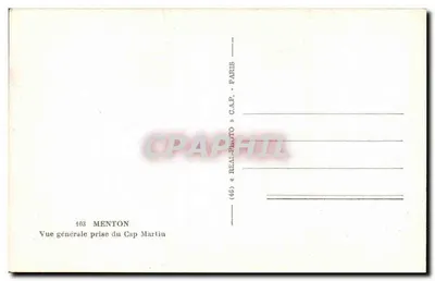 Menton — Algemene uitzicht op Cap Martin — Réal-Photo, Parijs, n° 403 — Achterkant