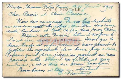 Menton — Widok z Madony między sosnami — n° 940 — Rewers