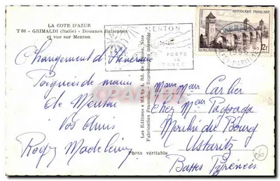 Widok na Menton — Półwysp Azorski — Grimaldi — Wydawnictwa Francuskie — Rewers