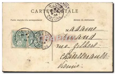 Aubusson - Sobota — ogólny widok zamku i domów — wydawca nieznany — Rewers