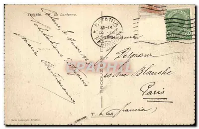 A Lanterna — Trieste — editor A. Acquasaffi Artista — Verso
