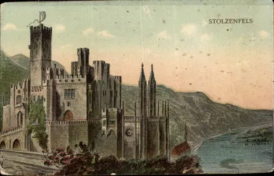 Château de Stolzenfels — vue panoramique — éditeur Jac. Reischig, Capellen