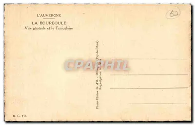 La Bourboule — Vue générale et le Funiculaire — Édition G. d'O. (Puy-de-Dôme) — Rewers
