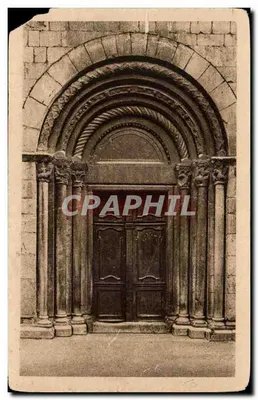 Bilhete postal antigo Portal da Igreja de Espira da Agly