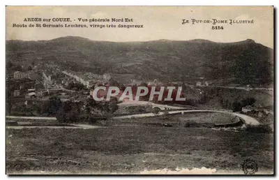 Ardes sur Couze — Vista geral Nordeste, Estrada de St Germain Lembron, curva muito perigosa — Le Puy-de-Dôme Illustré n°5154