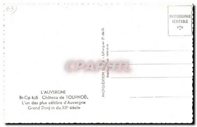 Castelo de Tournoël — Grande Donjon do século XII — Edição G. de D. — Verso