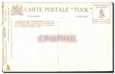 Zamek Pierrefonds — przed restauracją — Cillette, seria Tuck N°2 — Rewers