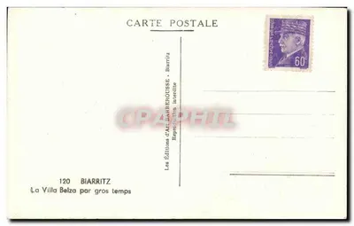 Willa Belza w Biarritz — podczas burzy — Wydawnictwo Art Barbérousse, nr 120 — Rewers