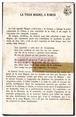 Wieża Magne, Nîmes — Monuments Antiques — Wydawca J. Figuier, n° 17 — Rewers