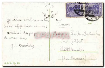 Ruínas de Ersenfels — vista sobre o rio Reno — editor K.S.M. n° 709 — Verso