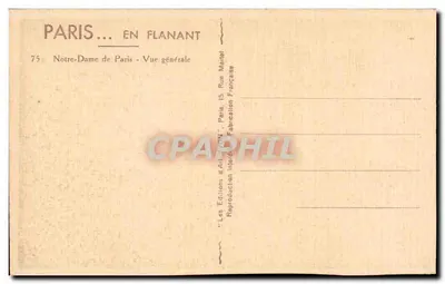 Notre-Dame w Paryżu — Pejzaż ogólny — Wydawnictwo Art Flanant, nr 75 — Rewers