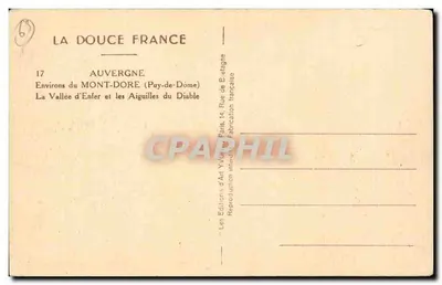 Vallei van de Hel en de Aiguilles du Diable — Auvergne — Éditions d'Art Yvion — Achterkant