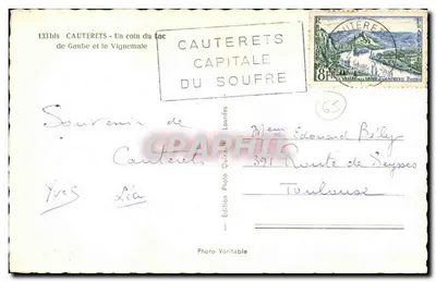 Cauterets — Kąt jeziora Gaube i Vignemate — Edition Photo Véritable — Rewers