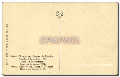 Gent, Castillo de los Condes de Flandes — Sala de la Condesa (1180) — Editor Gillis, Gand — Reverso