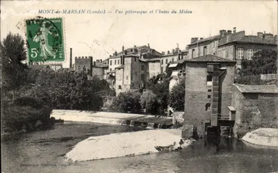 Mont-de-Marsan (Landes) — Vista pitoresca e Cachoeiras do Midou — Bromolypic Gaupeau, Langon (Gironde)