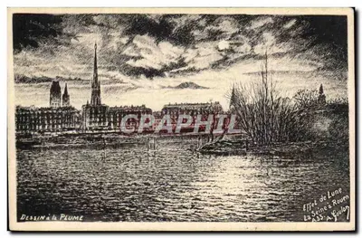 Efeito da Lua em Rouen — desenho a pena — A. Gaulon