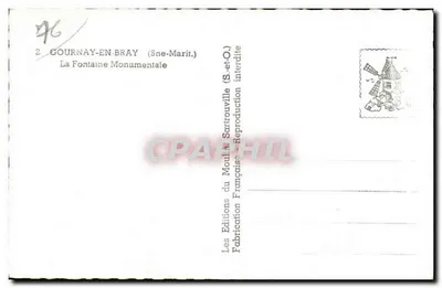 Gournay-en-Bray — Fonte Monumental — Éditions du Moulin Sartrouville — Verso
