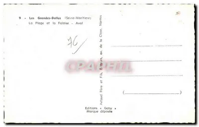 Les Grandes Dalles - A Praia e a Falésia - Bilhete postal antigo — Verso