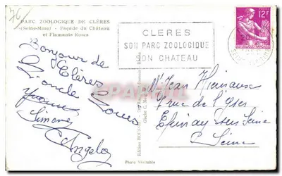 Castelo de Clères — Fachada e Flamingos Rosa — Edição C. Magin — Verso