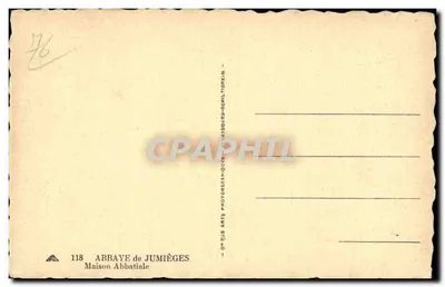 Abadia de Jumièges — Casa Abacial — Editor: Des Arts Photographiques de Nassau-Schiltingen — Verso