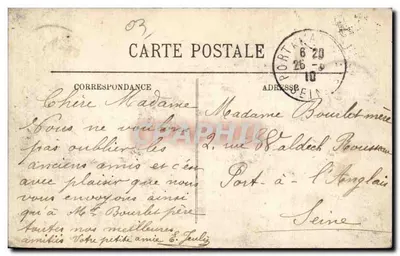 Vichy — Mairie — 107 — Honneur aux Étrangers — 26 Août 1910 — Rewers
