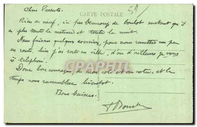 Mourmelon-le-Grand i Camp de Châlons — Widok z samolotu — Librairie Maurice Gauthier, n°51 — Rewers