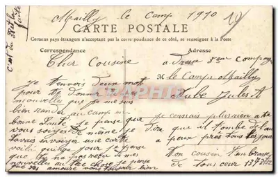 Campo militar em Maillé-le-Camp — Lembrete de Maillé-le-Camp — editor A. Niep — Verso