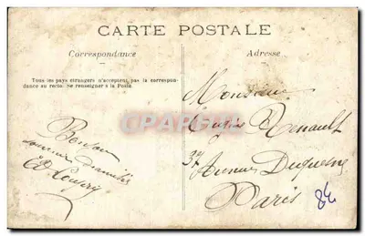 Grupo de soldados en uniforme de campaña — 1° de Abril de 1908 — Editor Édouard Boccard — Reverso