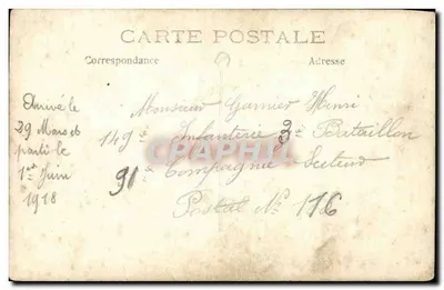 Soldado em uniforme — foto de estúdio — Carte postale n° 176 — Verso