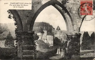 Tancarville (Seine-Inférieure) — Visão tirada nas Ruínas da Capela — E. Meller, Harfleur