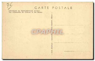 Zamek Tancarville — Ogólny widok zamku i ruin — Wydawca Hélio Camblier, Mâcon — Rewers